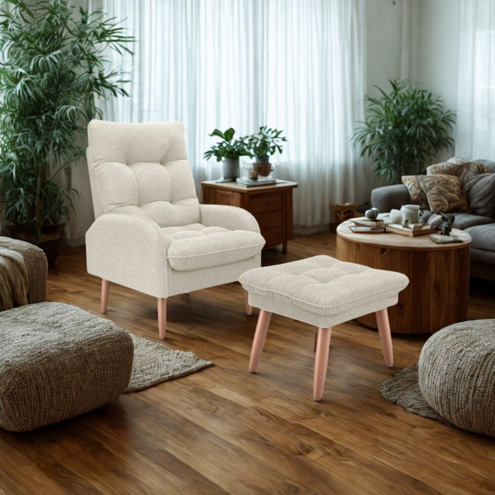 Combo Poltrona con Puf - Nantes Beige