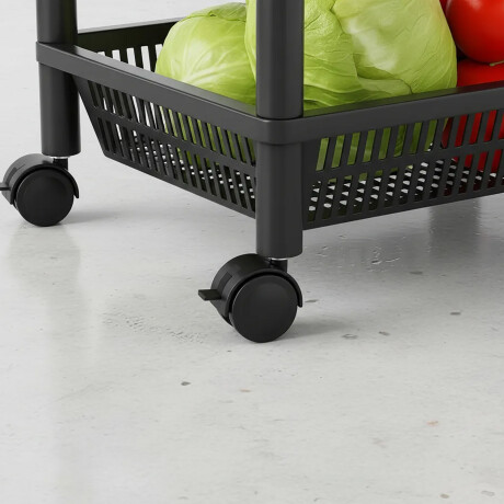Estante Organizador 4 Pisos Con Ruedas Multiuso Cocina Baño Negro