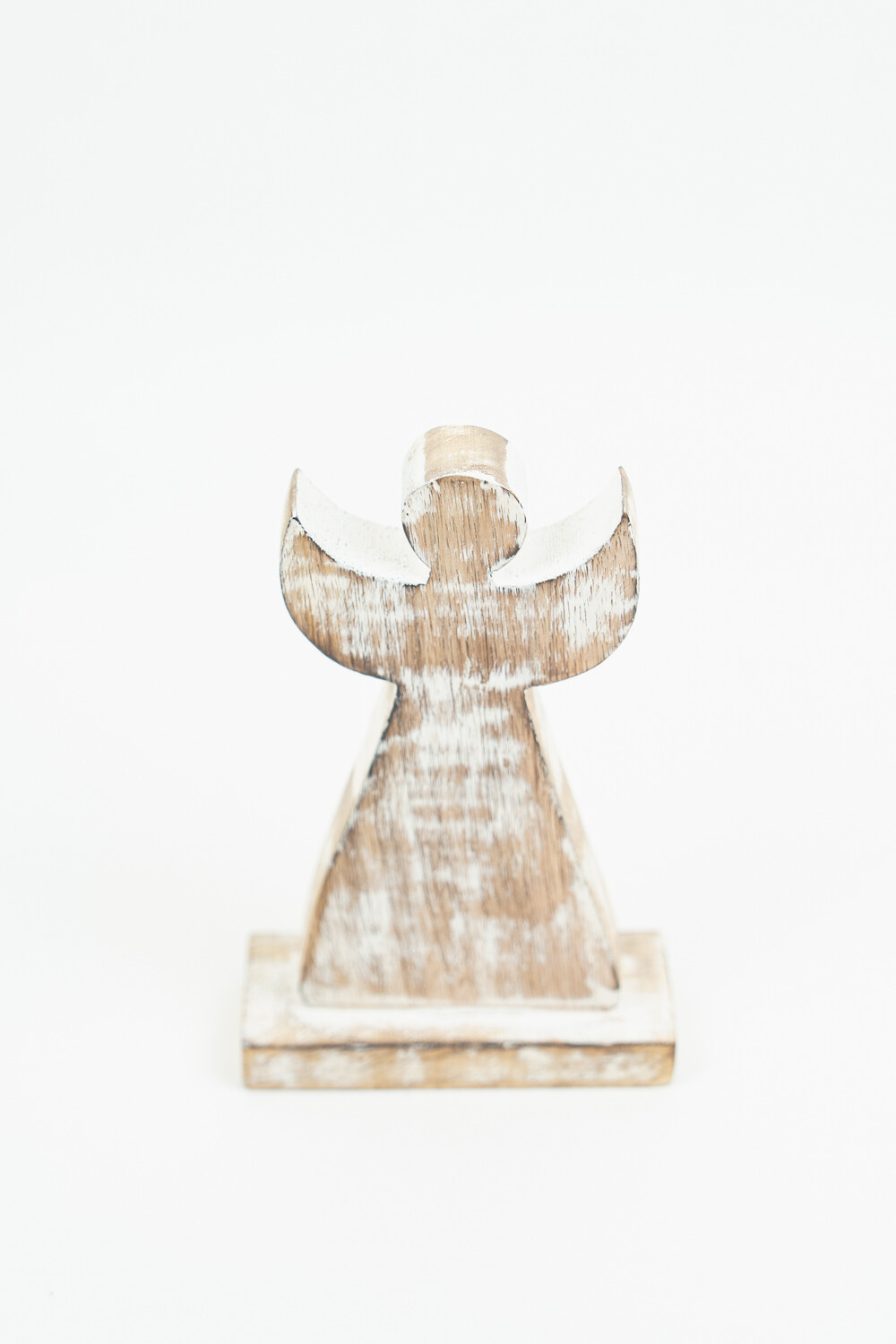 Deco Navidad ángel De Madera Con Base Color Unico