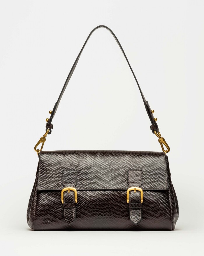 Hombro Elise Snake Bitono Red Tabaco