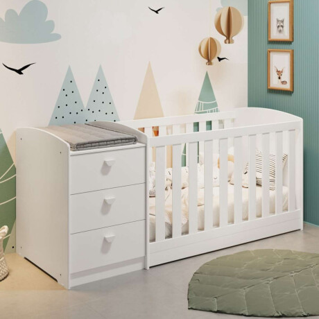 Cuna Convertible con Comoda Integrada 3 Cajones Atlanta Blanco