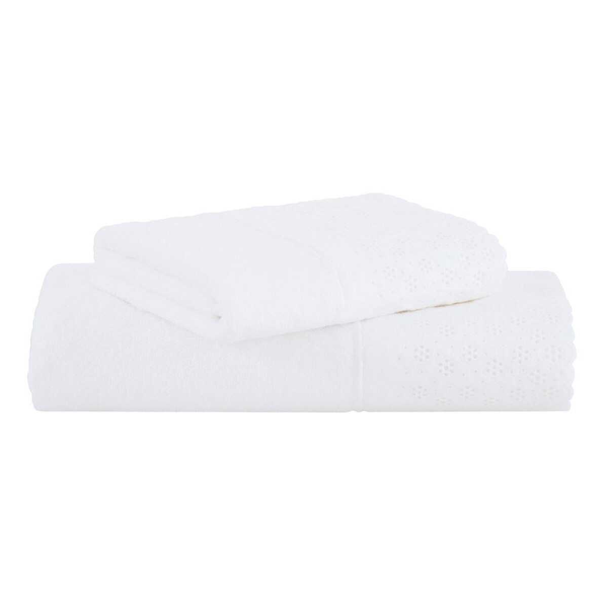 SET TOALLA BAÑO + TOALLA ROSTRO APLIQUE LOVELY BUDDEMEYER - 500G BLANCO 