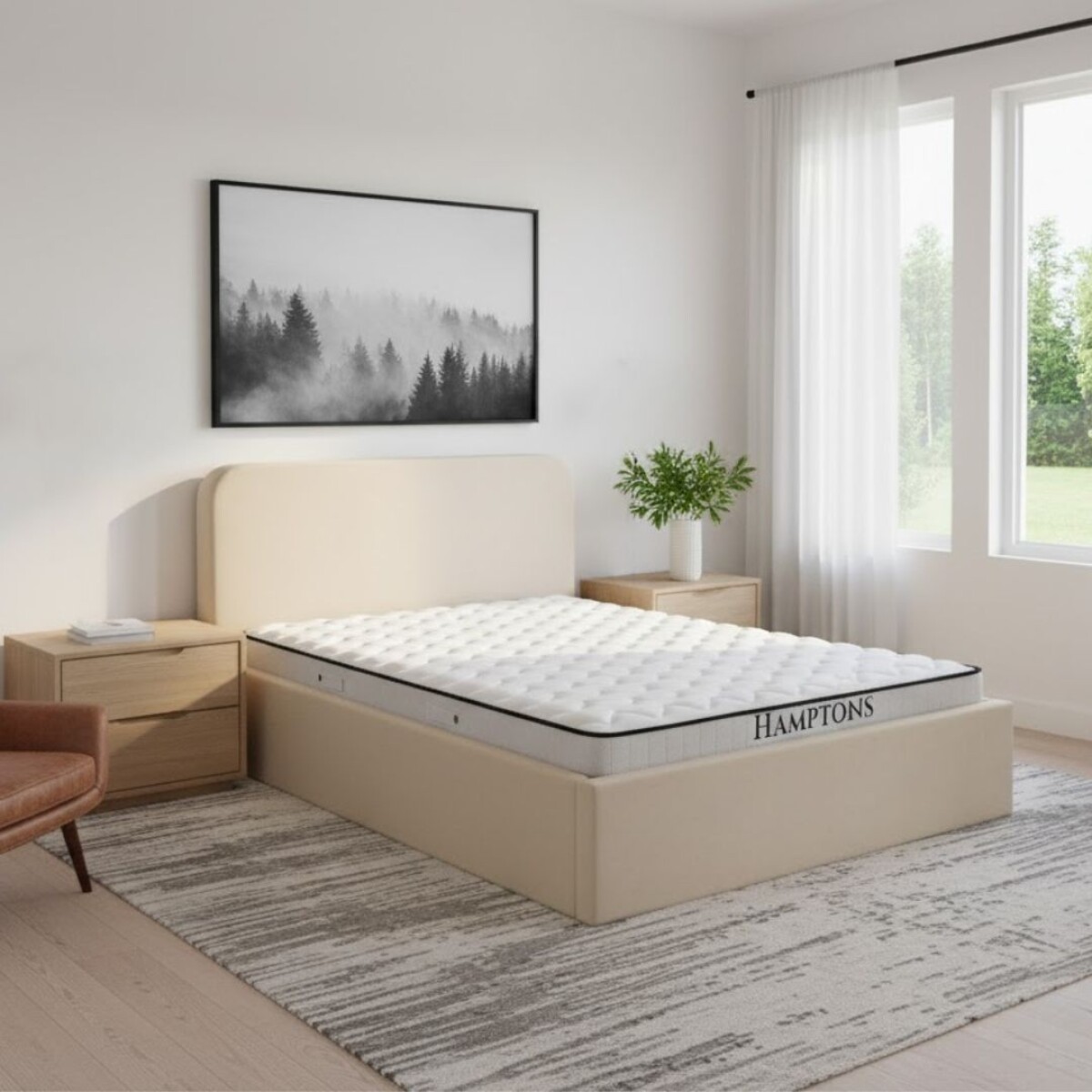 Sommier Baul Plaza Y Media Hamptons Memory Foam Con Respaldo 