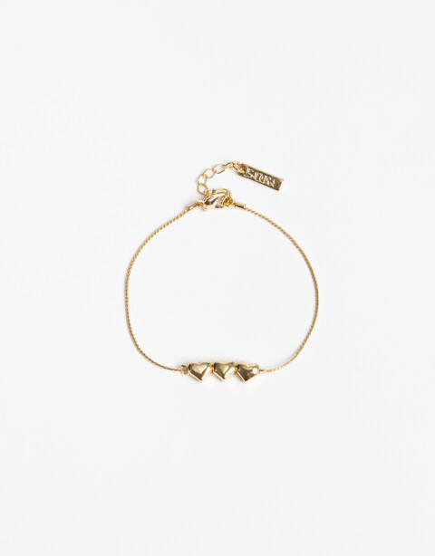 Pulseras Flexibles Metal Pulsera Flexible De Corazones Bañada En Oro - Dorado