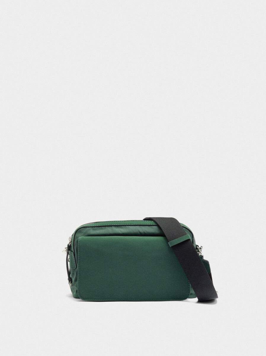 Bolso Bandolera De Nylon Con Solapa - verde 