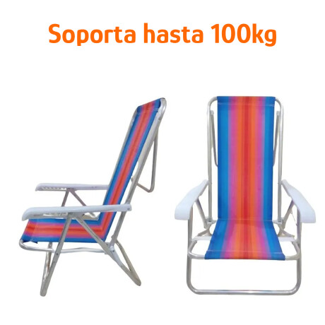 Reposera Silla Reclinable De Playa 8 Posiciones Aluminio Azul/naranja