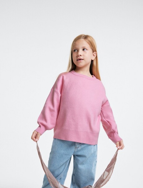 BUZO DE PUNTO INFANTIL - BLANCO ROSADO