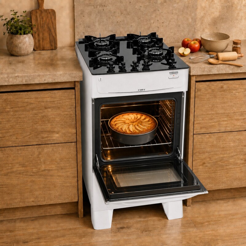 Cocina A Gas James 4 Hornallas Con Mesada De Vidrio Blanca C 690 V Cocina A Gas James 4 Hornallas Con Mesada De Vidrio Blanca C 690 V