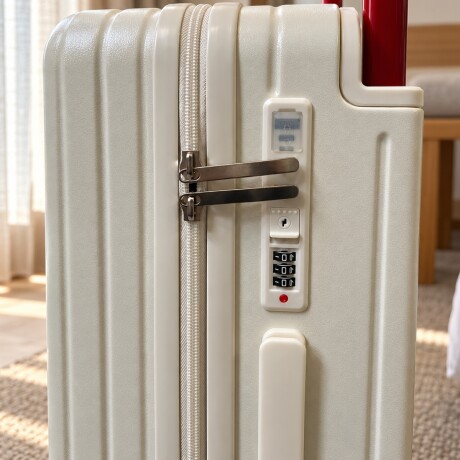 Valija carry on rígida con porta botella y organizador Blanco