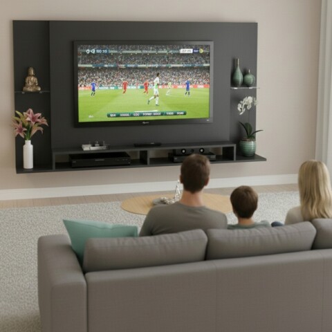 Rack Flotante Tv 65 Pulgadas Grafito - Con Estantes De Vidrio Y Pasacables Rack Flotante Tv 65 Pulgadas Grafito - Con Estantes De Vidrio Y Pasacables