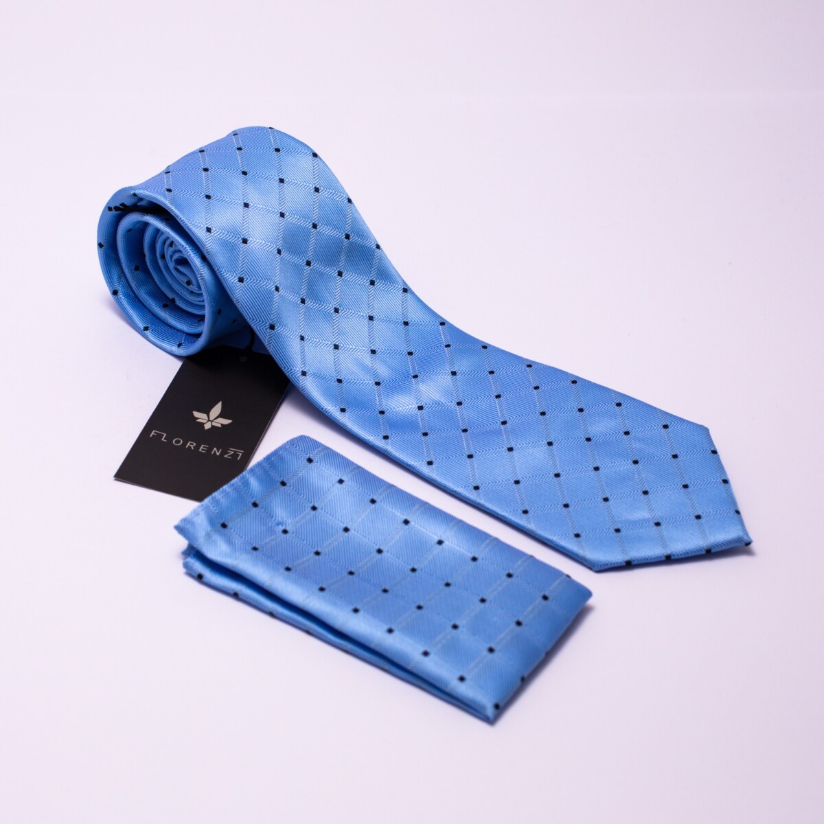 CORBATA CON PAÑUELO - CELESTE 