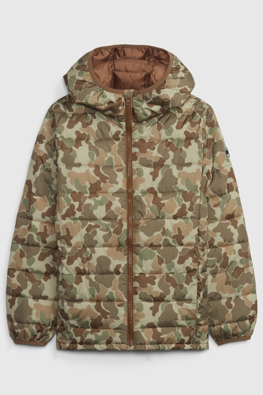 Campera Puffer Liviana Niño Green Camo