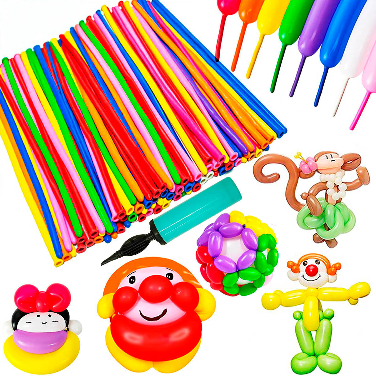 Set N°22 Globos Formas Largos Globologia X 200 Unid 