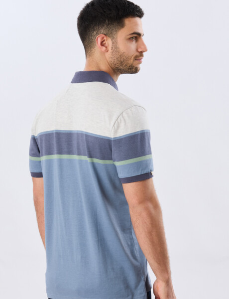 REMERA POLO RAYADA JERSEY Gris