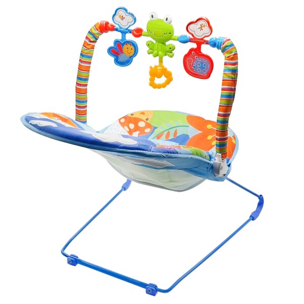 Silla Mecedora Bouncer Bebé + Mochila Maternal Impermeable Variante Color Celeste Negro