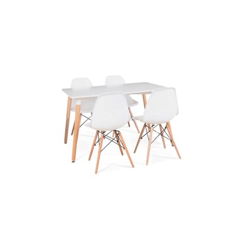 Juego de Comedor Eames Mesa Rectangular 120x80 + 4 Sillas Blanco