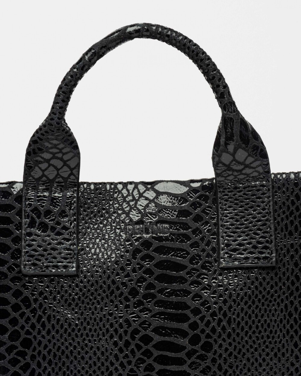 Cartera de mano Capri en cuero gamuza anaconda Negro
