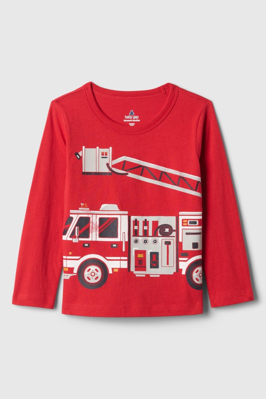 Remera Gráfico Manga Larga Toddler Niño Modern Red