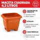 Maceta mediana cuadrada 4,3 lts TERRACOTA