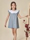Vestido Cuello Contraste Gris