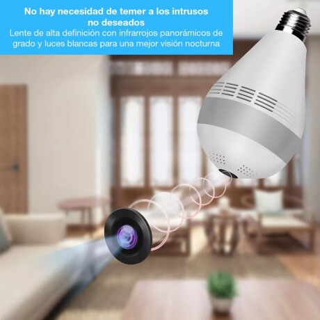 Cámara Lámpara Espía HD 360° Luz Wifi App Audio Video Graba Blanco