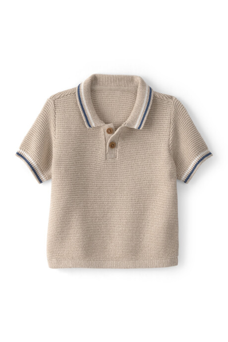 Remera polo de algodón, manga corta, beige Remera polo de algodón, manga corta, beige