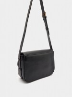 Bolso Bandolera Efecto Piel Con Solapa negro