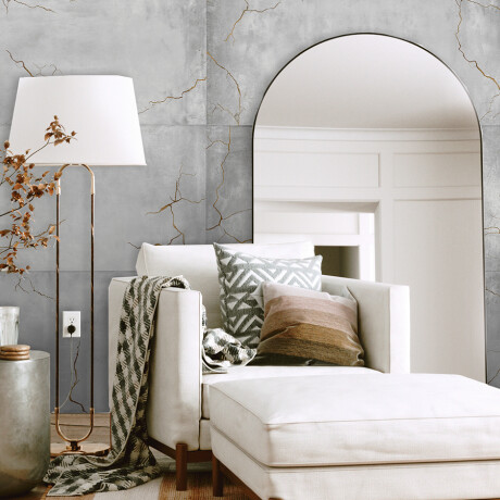 PORCELANATO PARA PISO Y PARED GRIS CON VETAS DORADAS RECTIFICADO 50X100.7 PEI III GAMAS DE GRIS