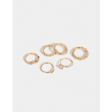 Set De Anillos De Metal Dorado