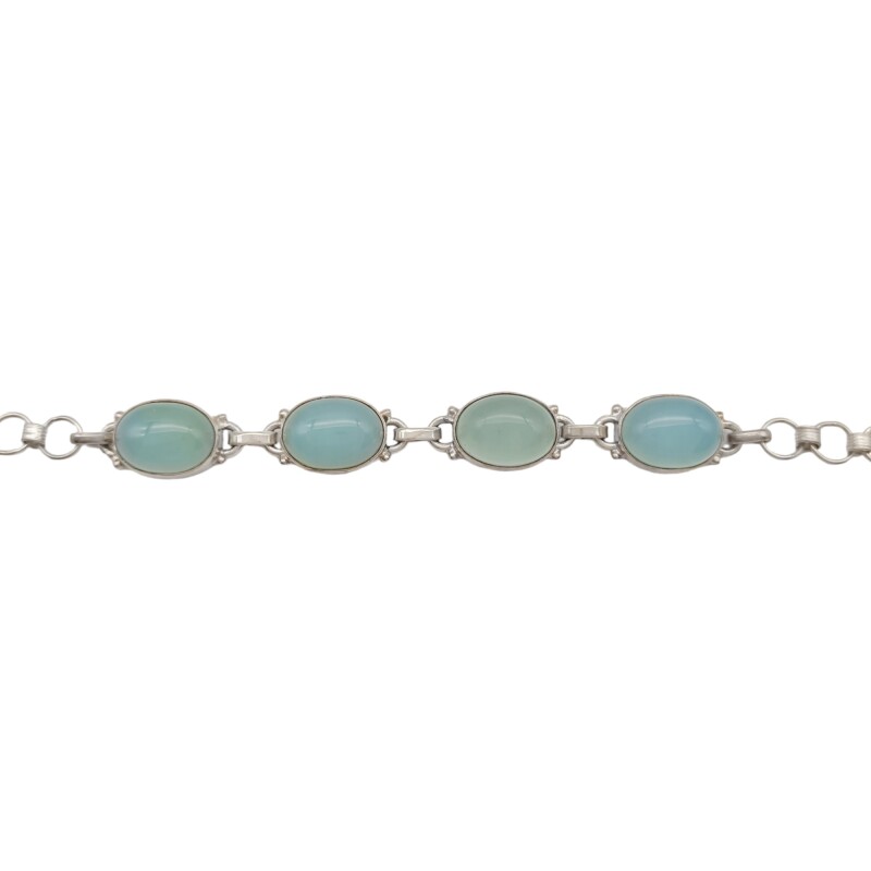 Pulsera Oval-Plata 925-Piedra calcedonia-PU3491 conpiedra
