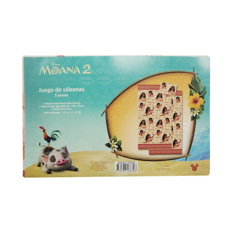 Juego Sábanas Infantil Moana 1 Plaza 100% Microfibra U