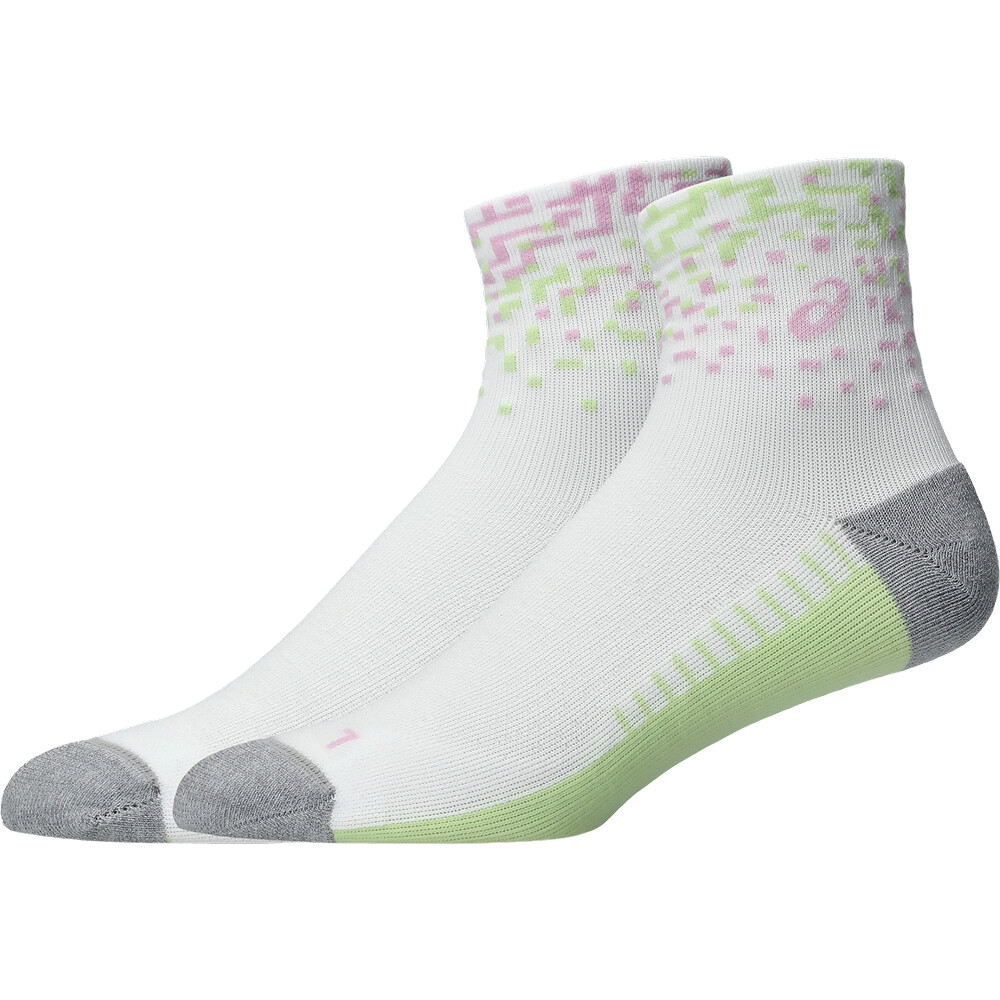 Medias Running Performance Run Sock Quarter Unisex White/hazy Lilac/glow Green