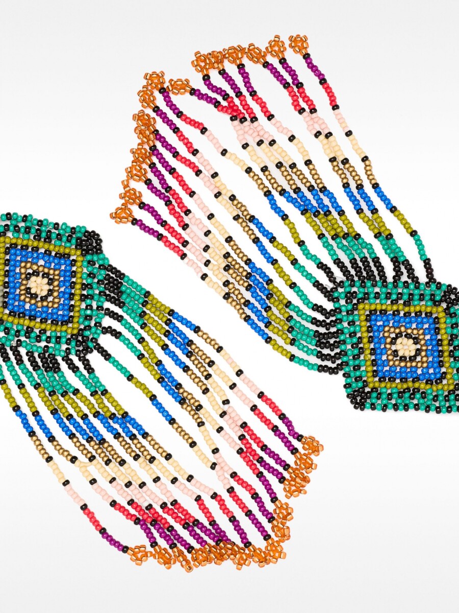 Pendientes De Rombo A Rayas Con Abalorios multicolor