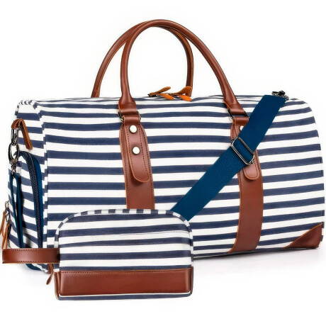 Bolso de viaje rayado + cosmetiquero Bolso de viaje rayado + cosmetiquero