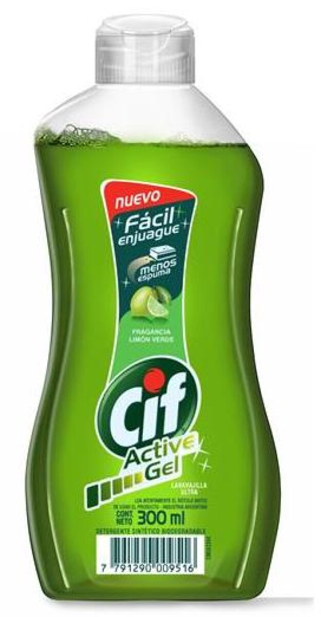 DETERGENTE LAVAVAJILLA CIF ACT. GEL 300 ML LIMON VERDE 