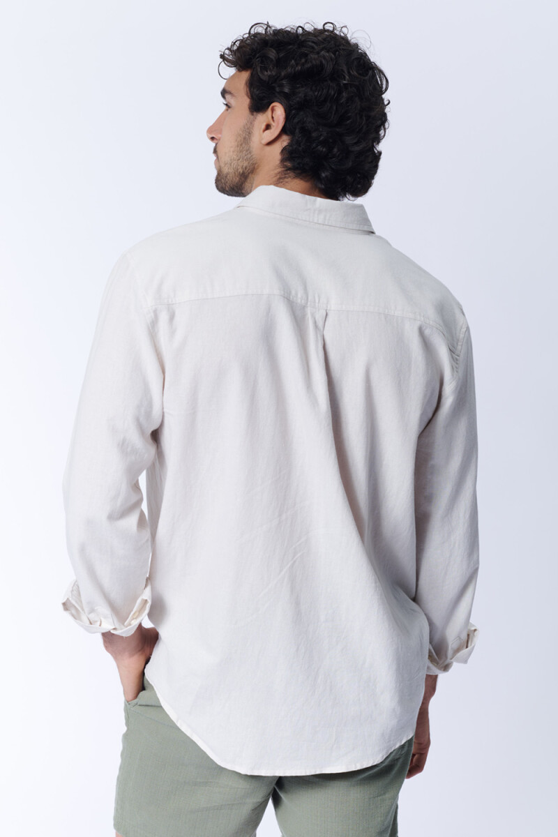 Camisa Con Lino Beige