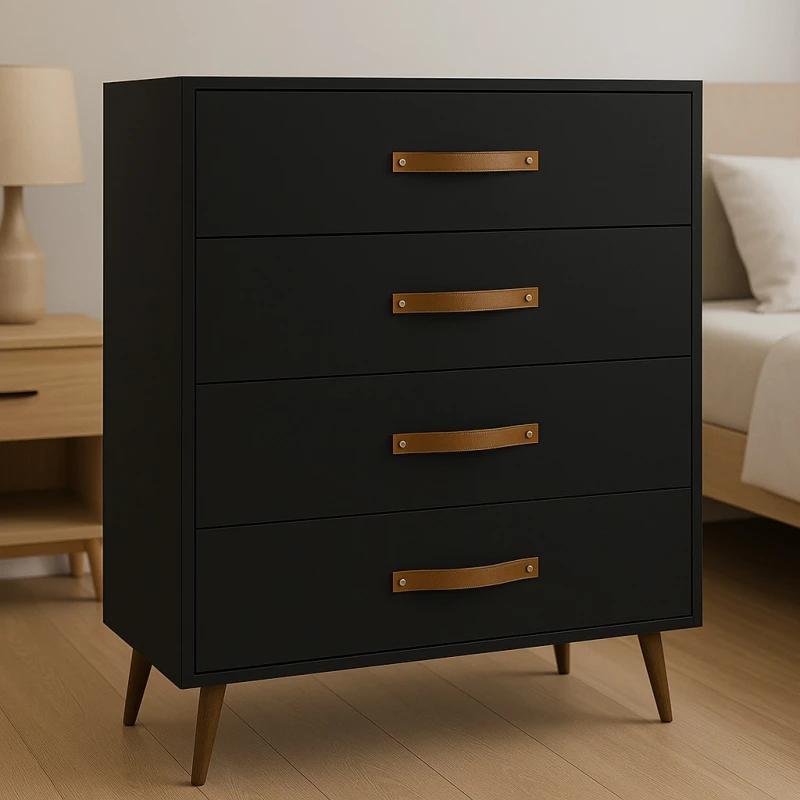 Cómoda Cajonera Padua 4 Cajones Blanca Negro