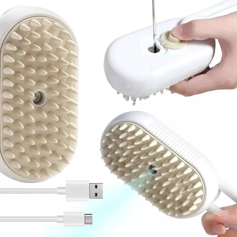 CEPILLO PEINE A VAPOR AUTOMÁTICO 3 EN 1 PARA PERROS Y GATOS RECARGABLE CEPILLO PEINE A VAPOR AUTOMÁTICO 3 EN 1 PARA PERROS Y GATOS RECARGABLE