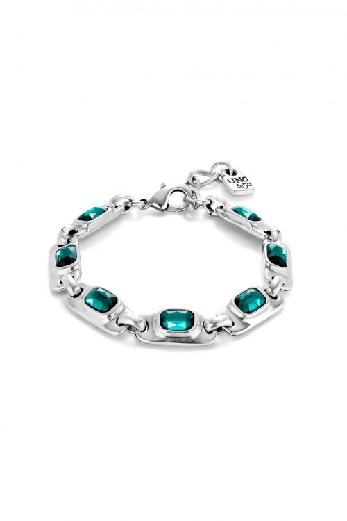 PULSERA CON BAÑO DE PLATA DE LEY CON CRISTALES VERDES Pulsera
