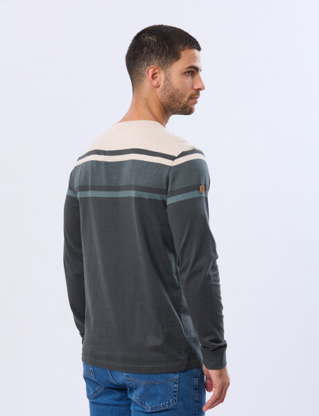 REMERA RAYADA DE ALGODÓN BEIGE