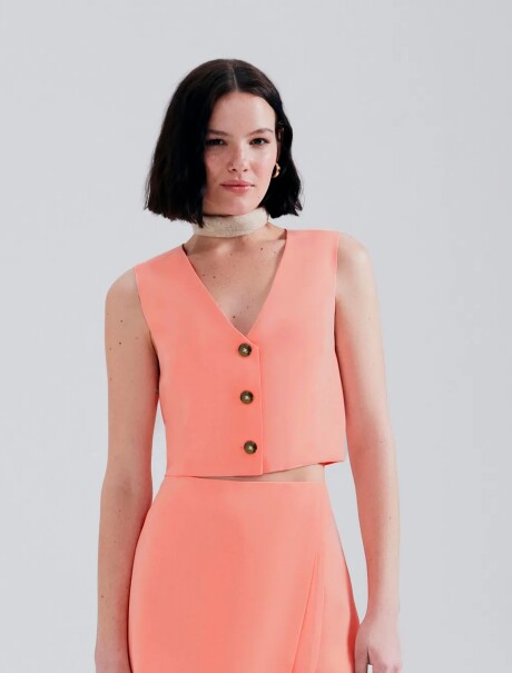CHALECO CORTO CON BOTONES NARANJA