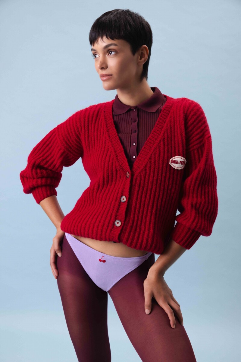 Pantie Vera – Algodón suave con bordado Lila - Bordado de cerezas