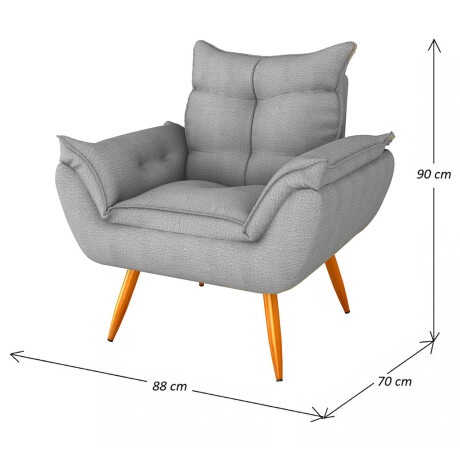 Sillón Butaca Poltrona Turín 1 Cuerpo con Patas de Eucalipto Gris