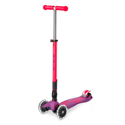 Monopatín Maxi Micro Deluxe Neón Led Plegable Rosa
