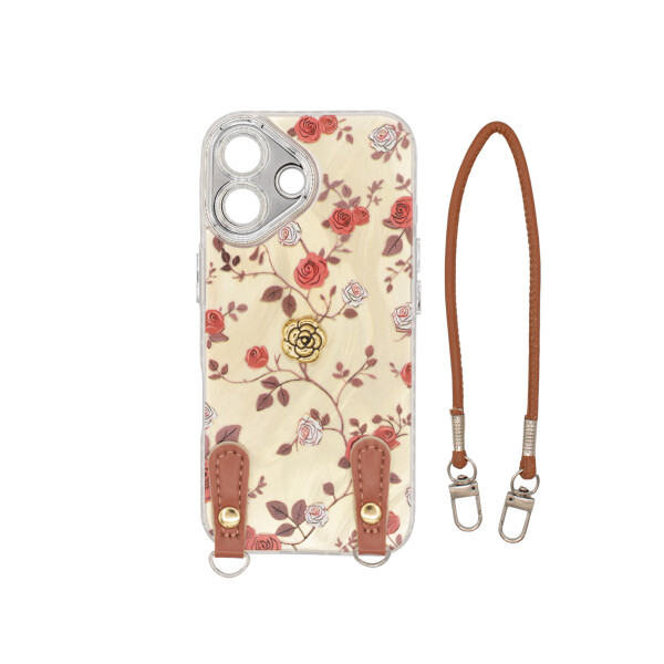 Protector para iPhone 17 diseño flores con correa Protector Para Iphone 17 Diseño Flores Con Correa