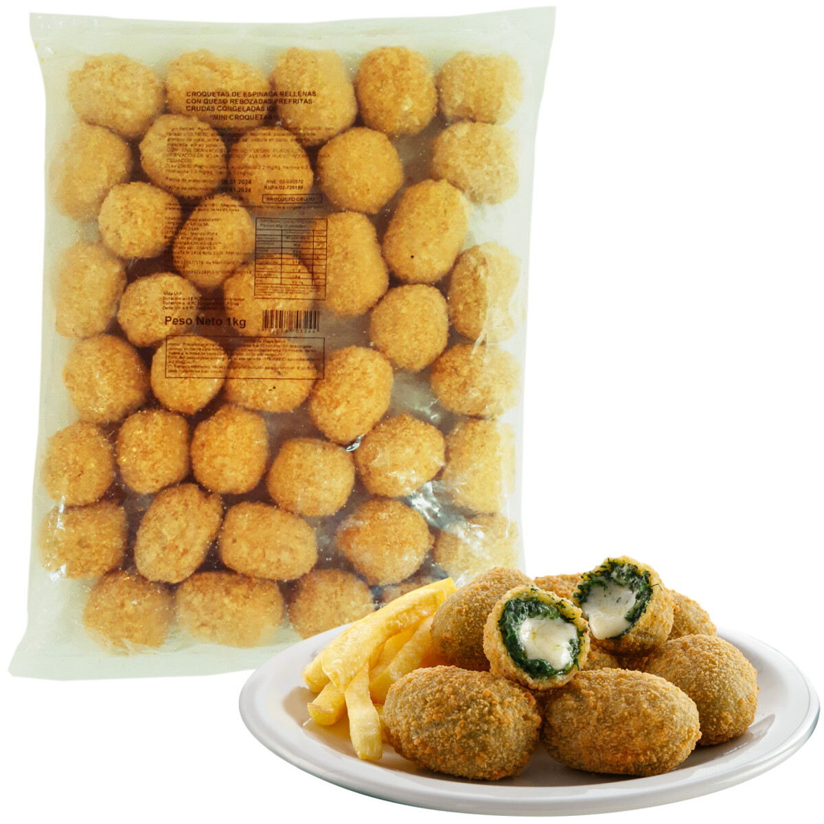 CROQUETAS DE ESPINACA Y QUESO 1KG 