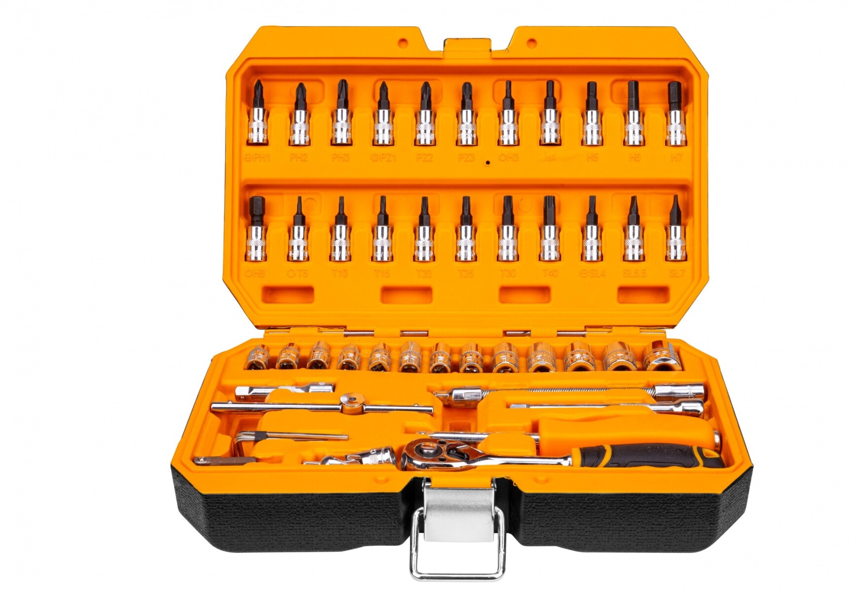 DINGQI JUEGO 46 PIEZAS DADOS 1/4 INDUSTRIAL CR-V 