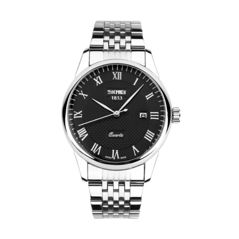 Reloj Skmei 9058SBK-B analógico en acero plateado con esfera negra (caja clásica 38 mm) Reloj Skmei 9058sbk-b Analógico En Acero Plateado Con Esfera Negra (caja Clásica 38 Mm)