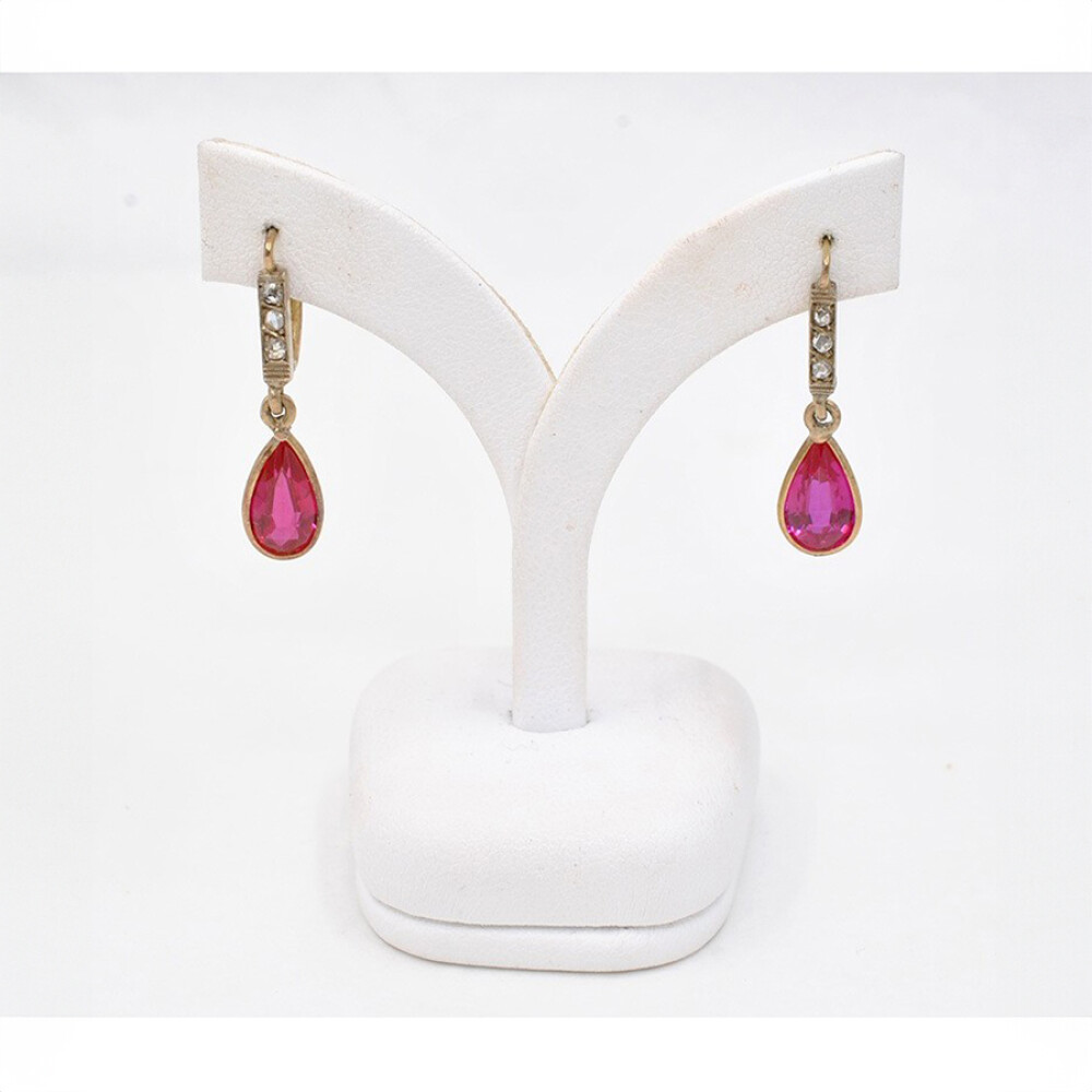 Caravanas Antiguas Con Diamantes Y Rubies Sinteticos. Caravanas Antiguas Con Diamantes Y Rubies Sinteticos.