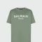 Balmain - Remera de jersey de algodón orgánico estampada Verde